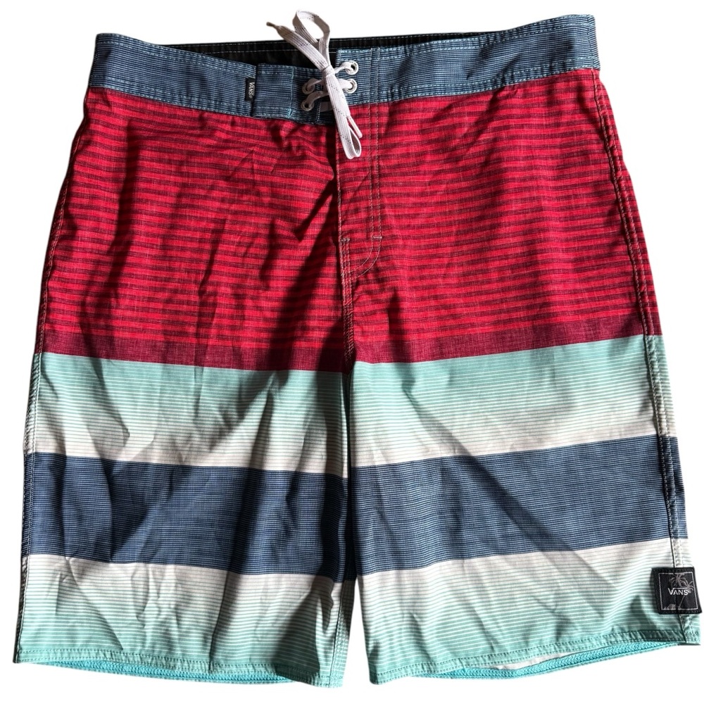 Vans Boardshorts Men's Striped Vans Swim Shorts Red, Blue, White size 32